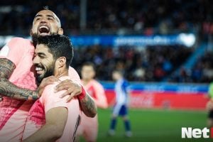 Bercelona Barca Suarez Vidal La Liga Goal Celebration