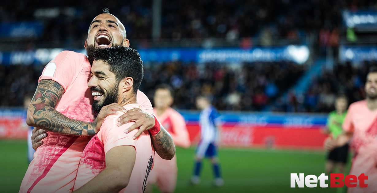 Bercelona Barca Suarez Vidal La Liga Goal Celebration